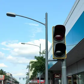semáforo em frente a shopping de Ribeirão Preto