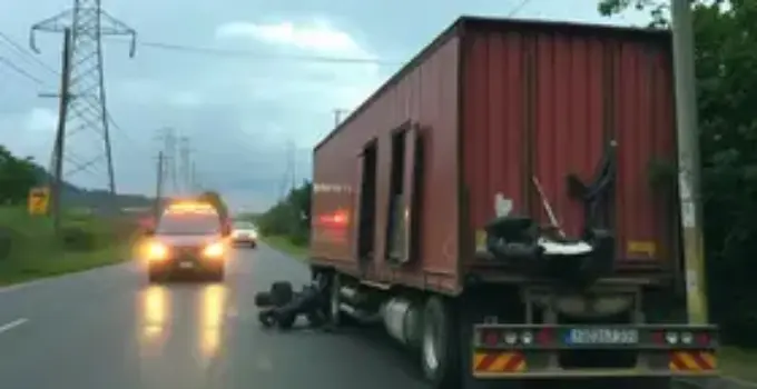 caminhão derruba postes