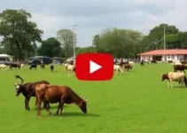 Praça vira pasto para rebanho